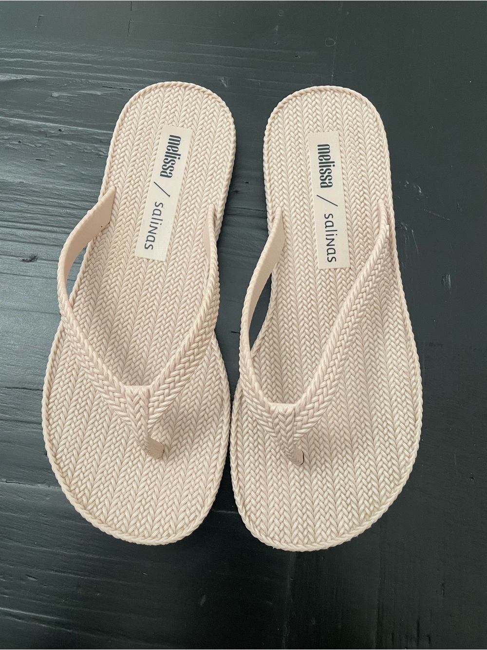 Melissa Salinas Cream Braided Jelly Flip-Flop Sandals - Women's